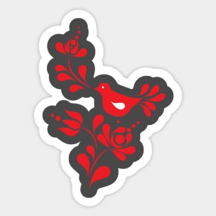 Spring bird and flower in red illustration Sticker